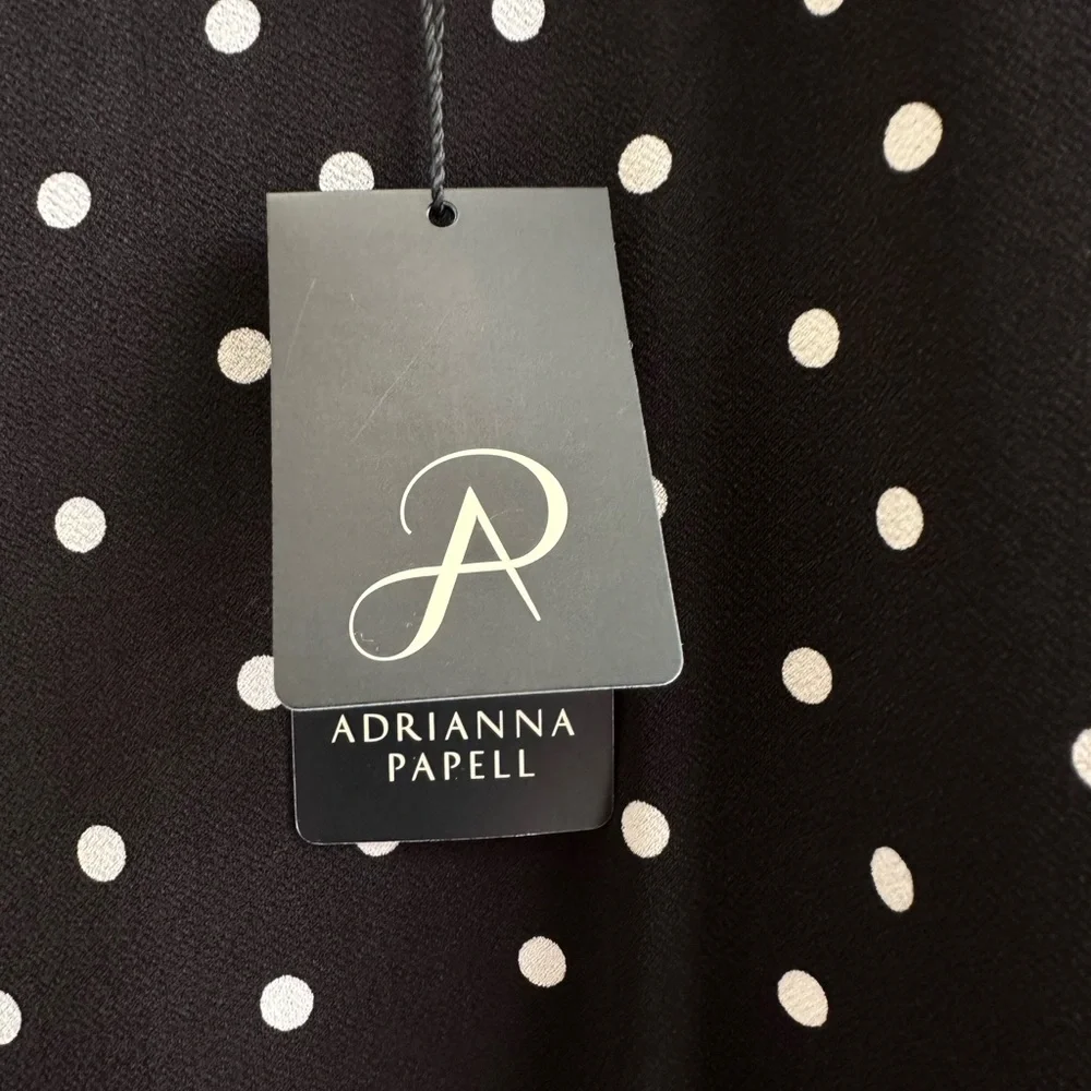 Adrianna Papell Blouse Women’s Size Medium Black Polka Dot Cropped Dolman NWT - Picture 7 of 8